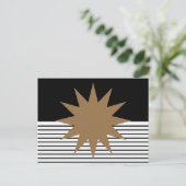 Zwart wit kleurenblok en bruine zon briefkaart (Staand voorkant)