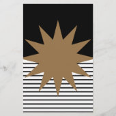 Zwart wit kleurenblok en bruine zon briefpapier (Voorkant)