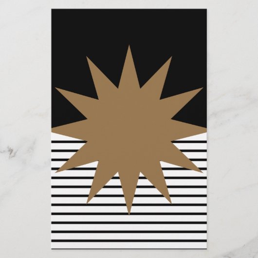 Zwart wit kleurenblok en bruine zon briefpapier (Voorkant)