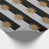 Zwart wit kleurenblok en bruine zon cadeaupapier (Hoek)