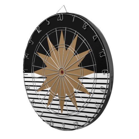 Zwart wit kleurenblok en bruine zon dartbord (Voorkant Rechts)