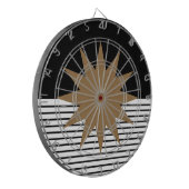 Zwart wit kleurenblok en bruine zon dartbord (Voorkant Links)