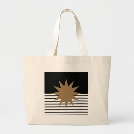 Zwart wit kleurenblok en bruine zon grote tote bag (Voorkant)