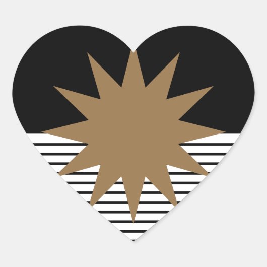 Zwart wit kleurenblok en bruine zon hart sticker (Voorkant)