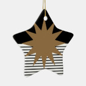 Zwart wit kleurenblok en bruine zon keramisch ornament (Rechts)