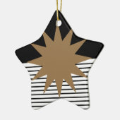 Zwart wit kleurenblok en bruine zon keramisch ornament (Links)