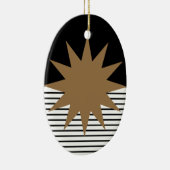 Zwart wit kleurenblok en bruine zon keramisch ornament (Rechts)