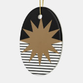 Zwart wit kleurenblok en bruine zon keramisch ornament (Links)