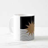 Zwart wit kleurenblok en bruine zon koffiemok (Voorkant links)