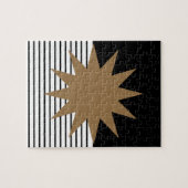 Zwart wit kleurenblok en bruine zon legpuzzel (Horizontaal)