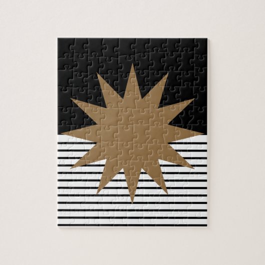 Zwart wit kleurenblok en bruine zon legpuzzel (Verticaal)