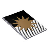Zwart wit kleurenblok en bruine zon notitieboek (Rechterzijde)