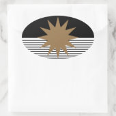 Zwart wit kleurenblok en bruine zon ovale sticker (Tas)