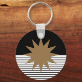 Zwart wit kleurenblok en bruine zon sleutelhanger (Voorkant)