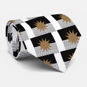 Zwart wit kleurenblok en bruine zon stropdas (Opgerold)