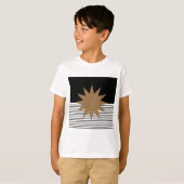 Zwart wit kleurenblok en bruine zon t-shirt (Voorkant volledig)