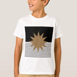 Zwart wit kleurenblok en bruine zon t-shirt