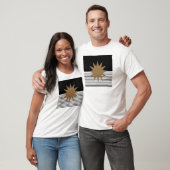 Zwart wit kleurenblok en bruine zon t-shirt (Unisex)