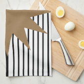 Zwart wit kleurenblok en bruine zon theedoek (Quarter Fold)