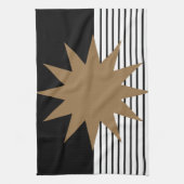 Zwart wit kleurenblok en bruine zon theedoek (Verticaal)