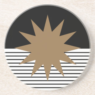 Zwart wit kleurenblok en bruine zon zandsteen onderzetter