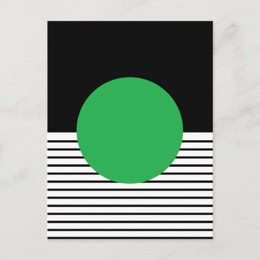 Zwart wit kleurenblok en groene cirkel briefkaart (Voorkant)