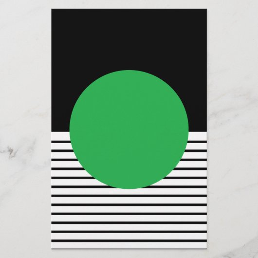 Zwart wit kleurenblok en groene cirkel briefpapier (Voorkant)