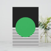 Zwart wit kleurenblok en groene cirkel briefpapier (Staand voorkant)