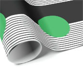 Zwart wit kleurenblok en groene cirkel cadeaupapier (Rol Hoek)