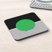 Zwart wit kleurenblok en groene cirkel drankjes onderzetter (Linkerzijde)
