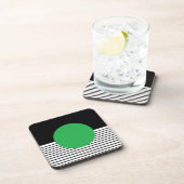 Zwart wit kleurenblok en groene cirkel drankjes onderzetter (Rechterzijde)