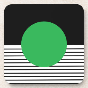 Zwart wit kleurenblok en groene cirkel drankjes onderzetter