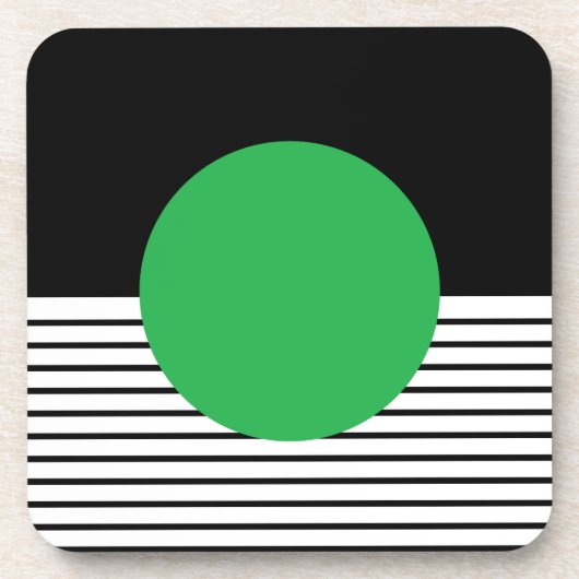 Zwart wit kleurenblok en groene cirkel drankjes onderzetter (Voorkant)