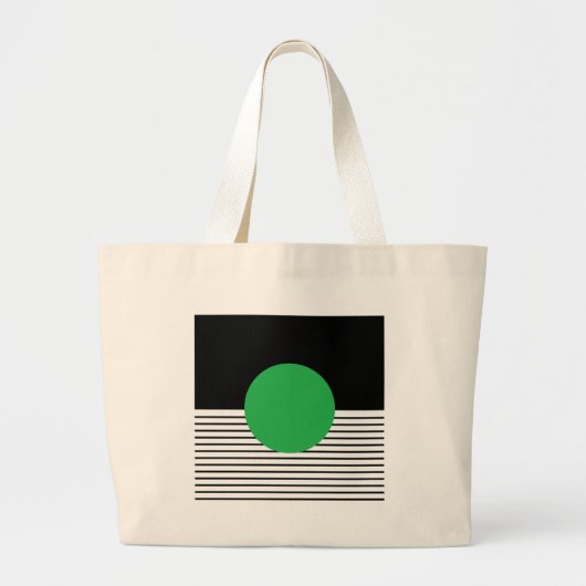 Zwart wit kleurenblok en groene cirkel grote tote bag (Voorkant)