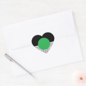 Zwart wit kleurenblok en groene cirkel hart sticker (Envelop)