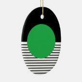Zwart wit kleurenblok en groene cirkel keramisch ornament (Rechts)