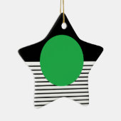Zwart wit kleurenblok en groene cirkel keramisch ornament (Rechts)