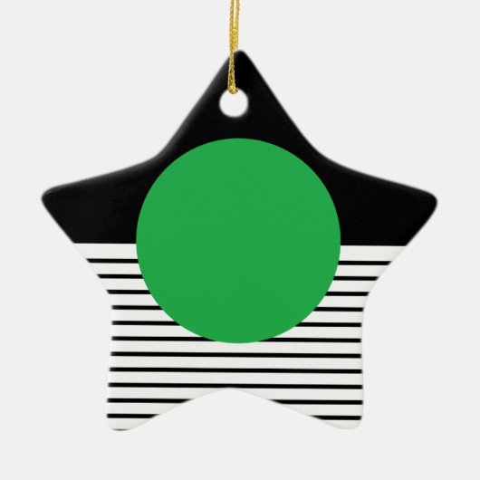 Zwart wit kleurenblok en groene cirkel keramisch ornament (Voorkant)