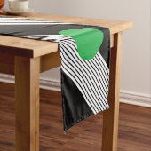 Zwart wit kleurenblok en groene cirkel korte tafelloper (Voorbeeld)