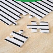 Zwart wit kleurenblok en groene cirkel legpuzzel (Zijkant)