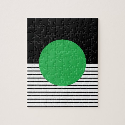 Zwart wit kleurenblok en groene cirkel legpuzzel (Verticaal)
