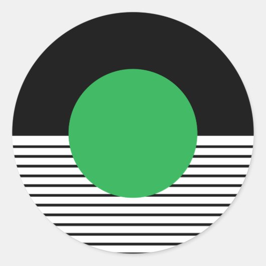 Zwart wit kleurenblok en groene cirkel ronde sticker (Voorkant)
