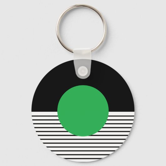 Zwart wit kleurenblok en groene cirkel sleutelhanger (Voorkant)