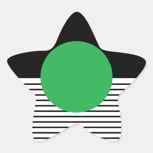 Zwart wit kleurenblok en groene cirkel ster sticker (Voorkant)