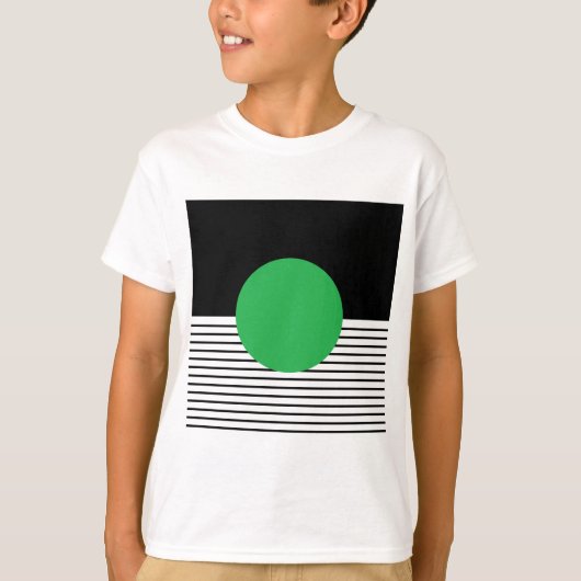 Zwart wit kleurenblok en groene cirkel t-shirt (Voorkant)