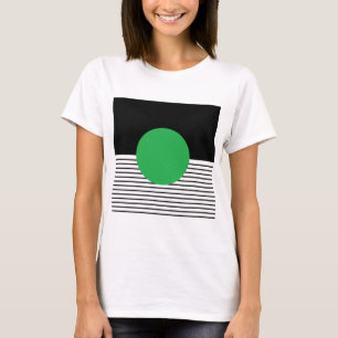 Zwart wit kleurenblok en groene cirkel t-shirt