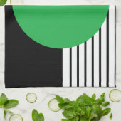 Zwart wit kleurenblok en groene cirkel theedoek (Gevouwen)