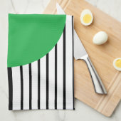 Zwart wit kleurenblok en groene cirkel theedoek (Quarter Fold)