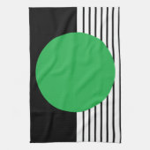 Zwart wit kleurenblok en groene cirkel theedoek (Verticaal)