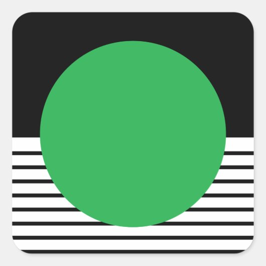 Zwart wit kleurenblok en groene cirkel vierkante sticker (Voorkant)